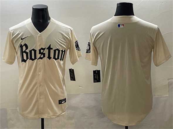 Men%27s Boston Red Sox Blank Cream Gothic Vapor Limited Stitched Jersey->boston red sox->MLB Jersey